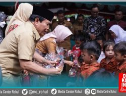 Serahkan APE BKB Kit di Desa Puo Raya, H. Sukiman dan Bunda PAUD Rohul : Tingkatkan Kreativitas Anak