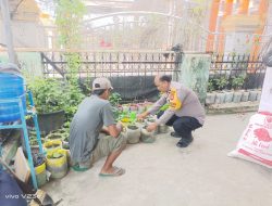 Bhabinkamtibmas Kelurahan Laksmana Laksanakan Pengecekan Ketahanan Pangan Bergizi dengan Menanam Cabe